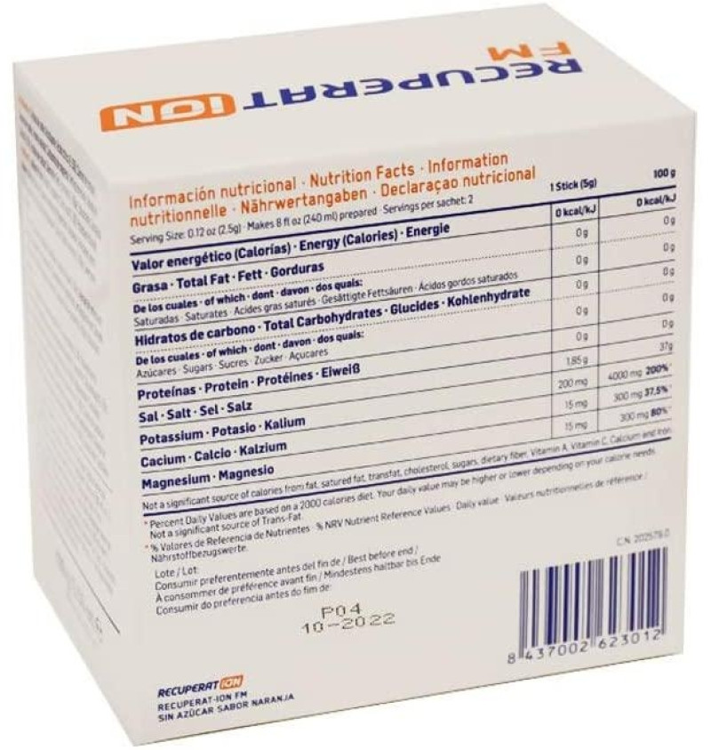 Recuperat - Ion Fm sin Azucar Sabor Naranja (20 Sobres) - Recuperat-ion Electrolitos