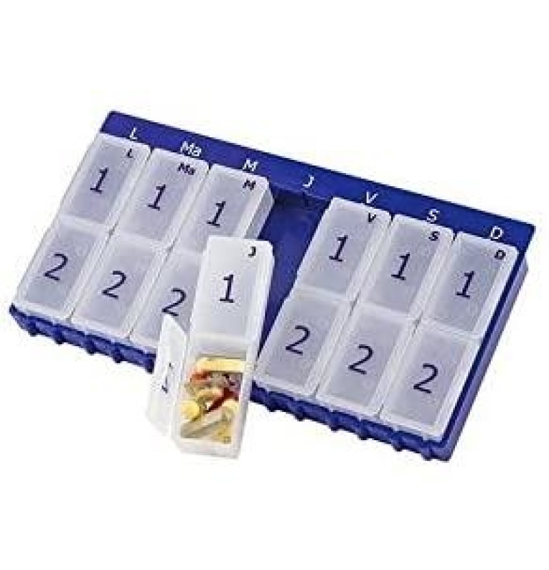 Pastillero Semanal - S - 2 Organizador de Medicamentos (semanal 2t Diaria) - La-pastilla