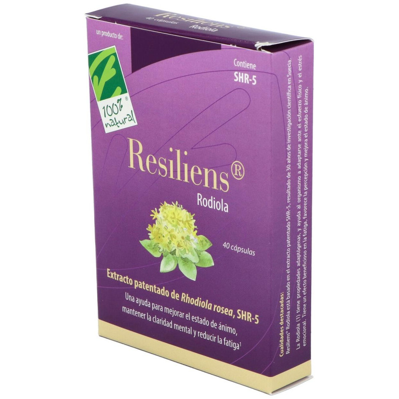 100% Natural Resiliens Rodiola 40 Cápsulas - Cien por Cien Natural