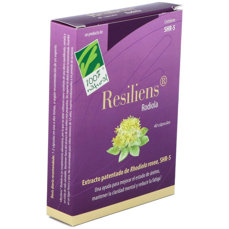 100% Natural Resiliens Rodiola 40 Cápsulas - Cien por Cien Natural