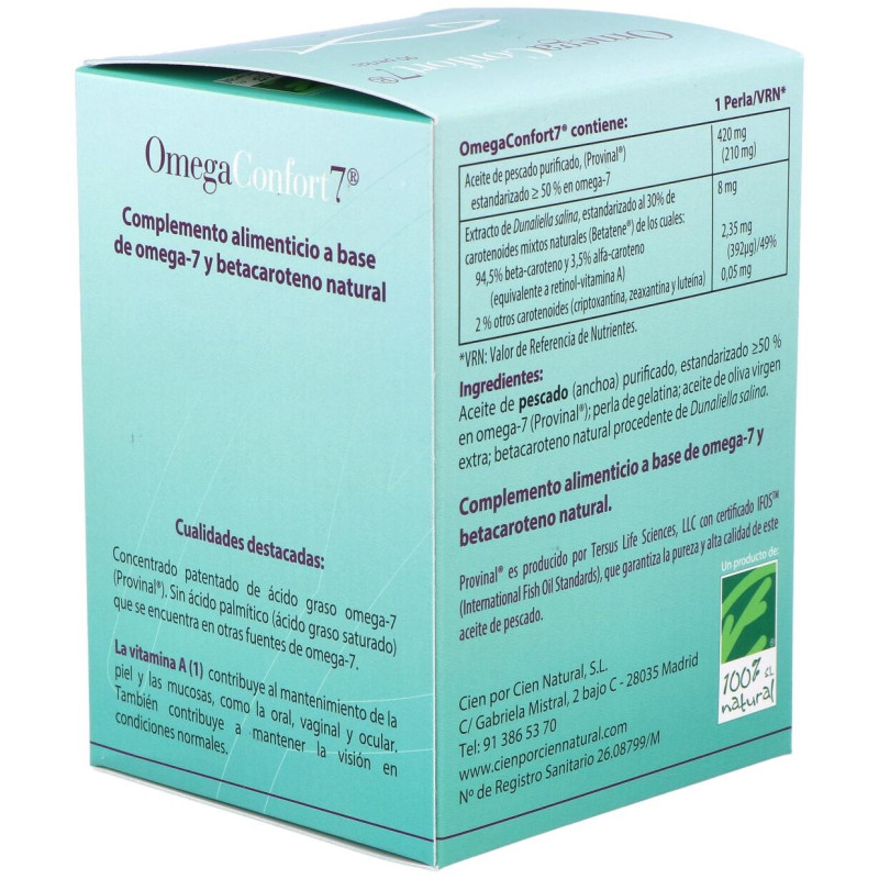 100% Natural Omegaconfort 7 90 Cápsulas - Cien por Cien Natural