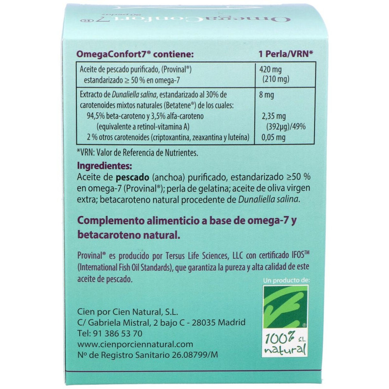100% Natural Omegaconfort 7 90 Cápsulas - Cien por Cien Natural