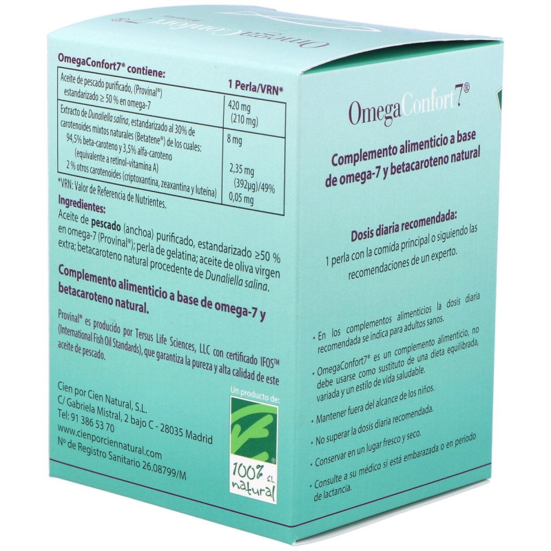 100% Natural Omegaconfort 7 90 Cápsulas - Cien por Cien Natural