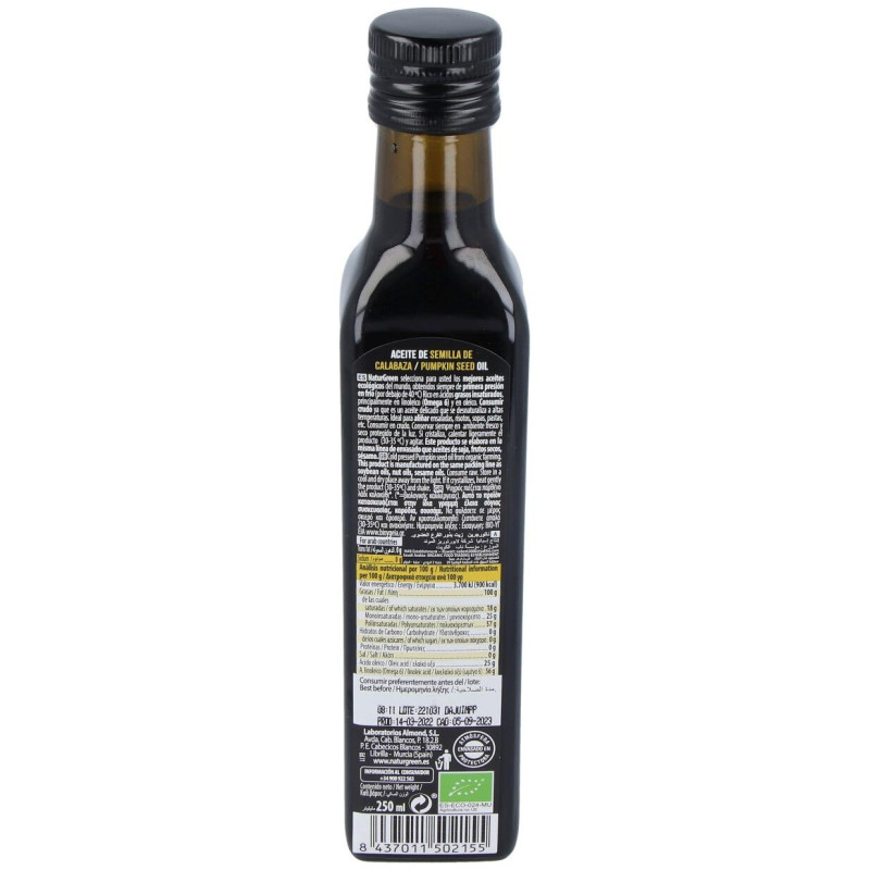 Aceite Ecológico de Semillas de Calabaza 250 ml - Naturgreen