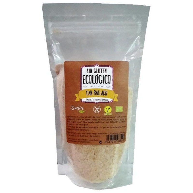Pan Rallado Bio sin Gluten Vegan 250g - Zealia