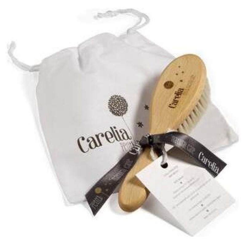 Carelia Cepillo Natural Bebe + Bolsita Algodón
