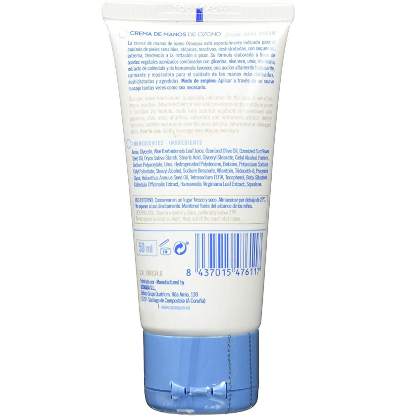 Ozoaqua Crema De Manos De Aceite Ozonizado (1 Tubo 50 Ml)