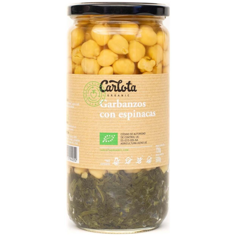 Garbanzos con Espinacas 720g - Carlota Organic
