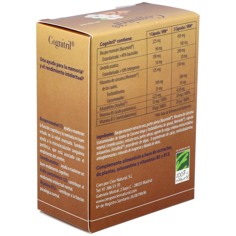 100% Natural Cognitril 60 Cápsulas