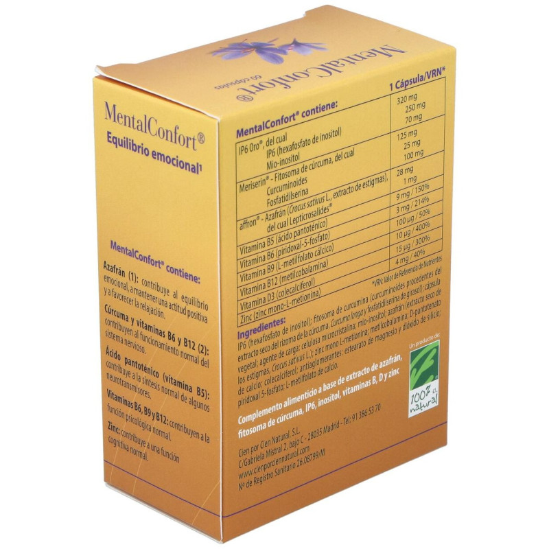 Natural Mentalconfort 60caps Vegetales - Cien por Cien Natural