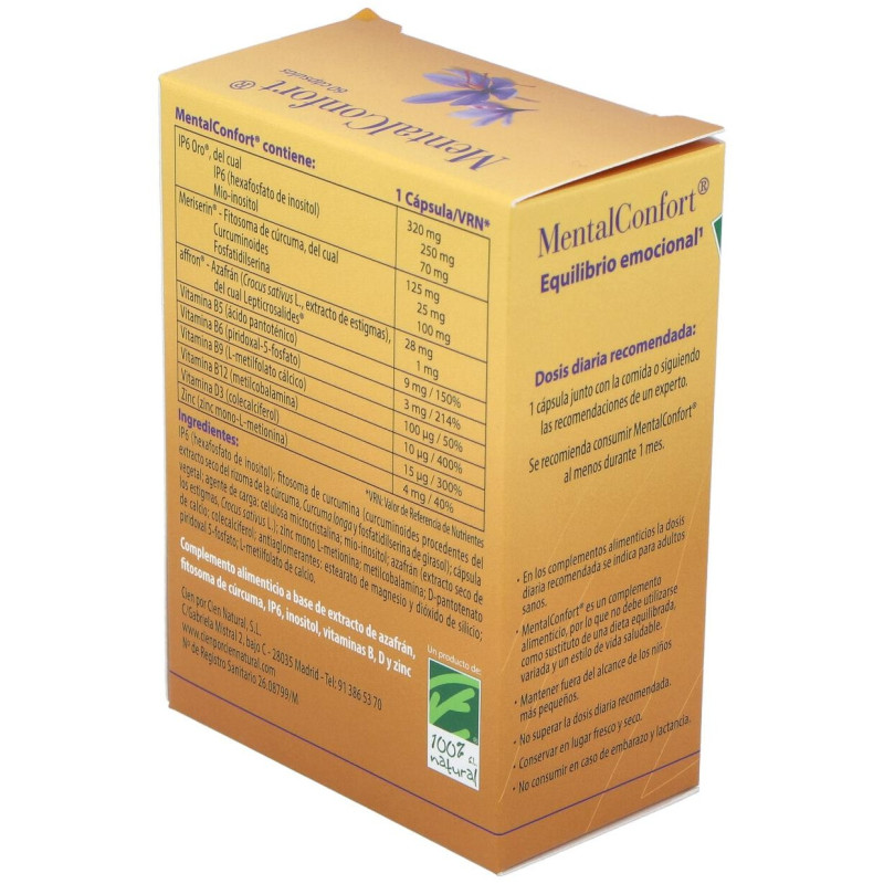 Natural Mentalconfort 60caps Vegetales - Cien por Cien Natural