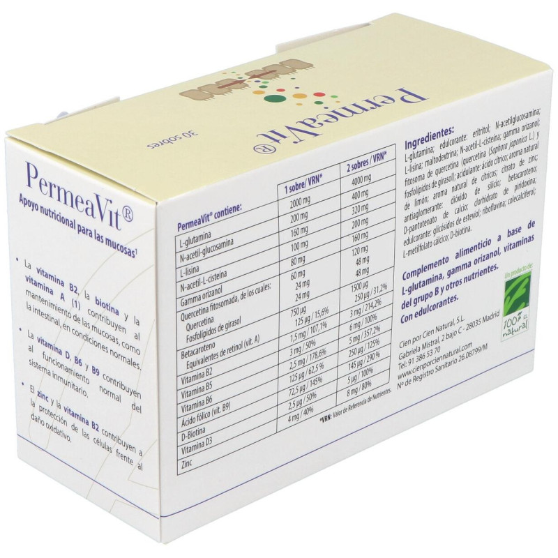 100% Natural Permeavit 30 Sobres - Cien por Cien Natural