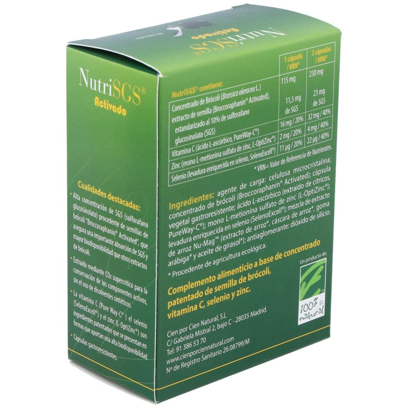 Nutrisgs Activado 60 Cápsulas - Cien por Cien Natural