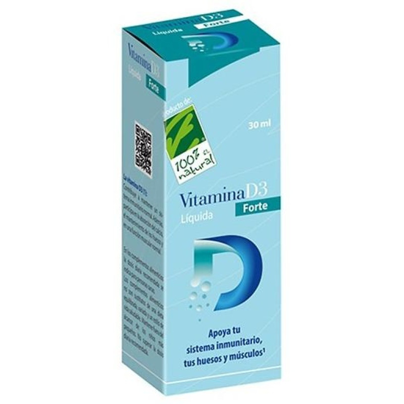 100% Natural Vitamina D3 Liquida Forte 30ml - Cien por Cien Natural