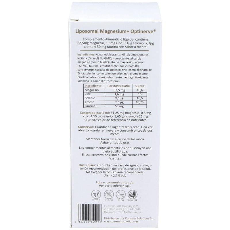 Liposomal Magnesium Optinerve 250ml - Curesupport