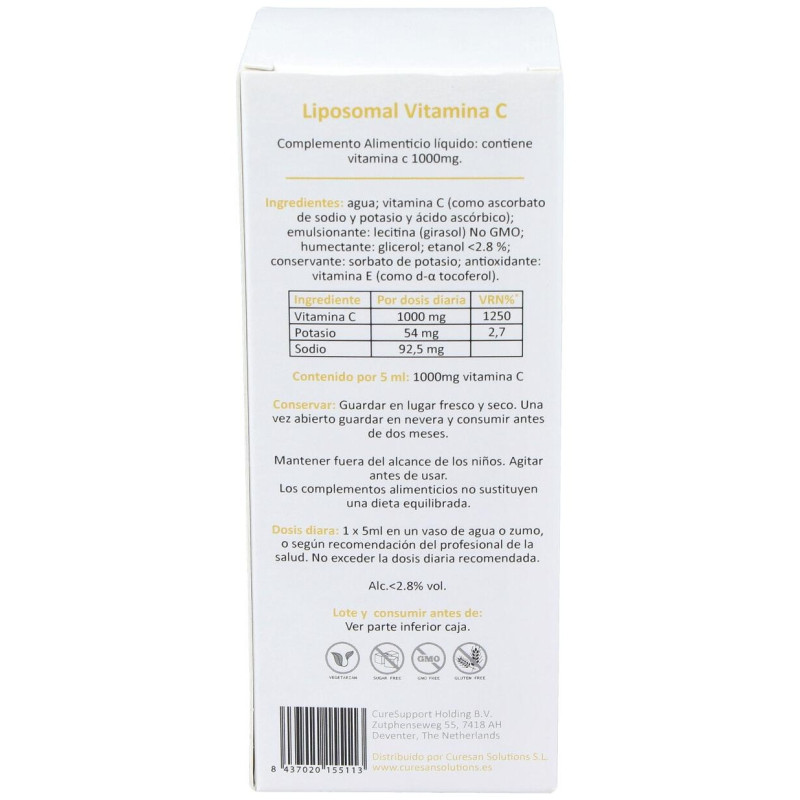 Liposomal Vitamina C 250ml - Curesupport