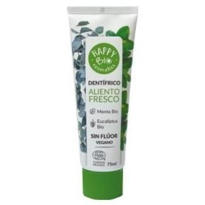 Cosmetics Dentifrico Aliento Fresco Menta sin Fluor 75ml - Happy Bio