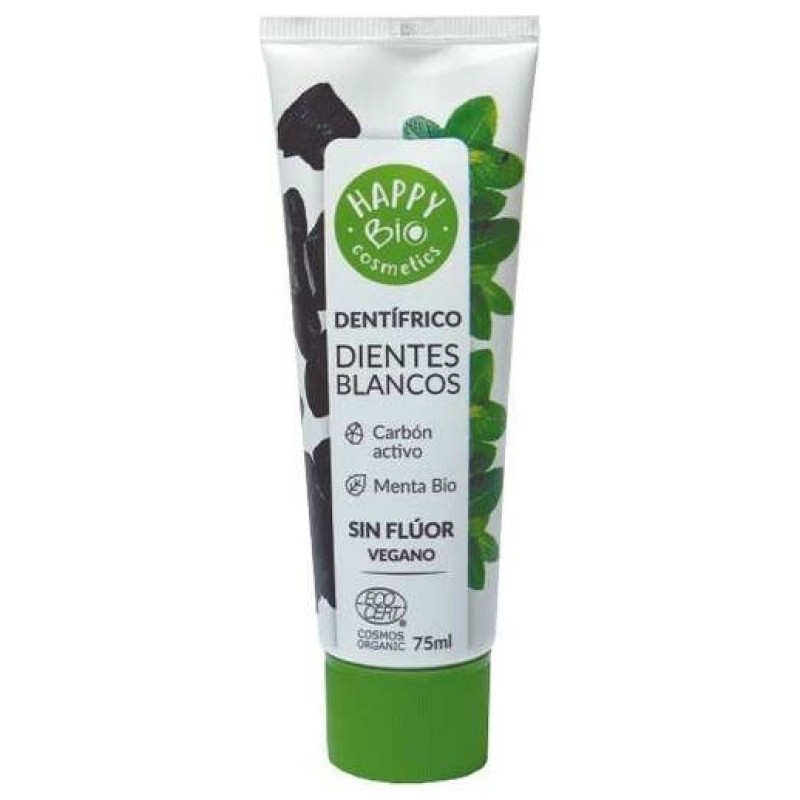 Cosmetics Dentifrico Dientes Blancos Carbon Activo - Menta 75ml - Happy Bio