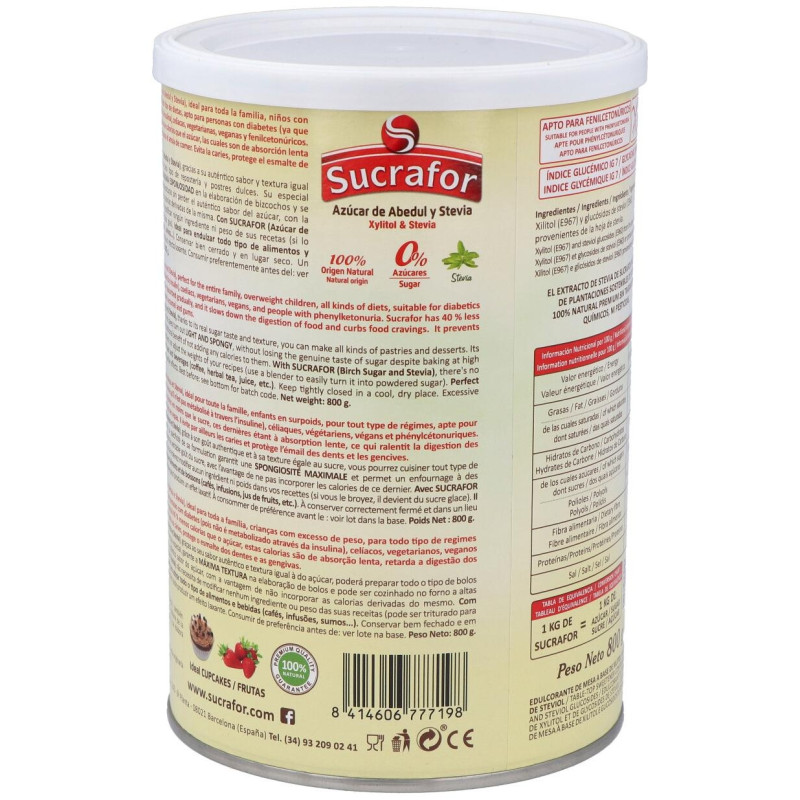 (azucar de Abedul y Stevia) 800gr 2 - Sucrafor