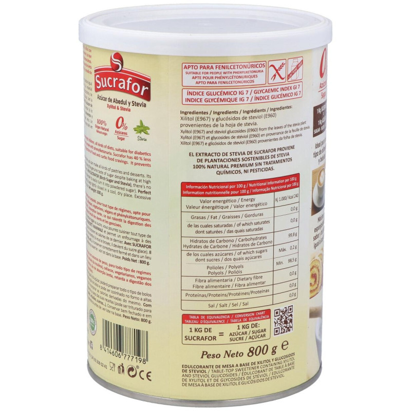 (azucar de Abedul y Stevia) 800gr 2 - Sucrafor