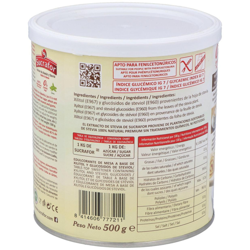 Sucrafor (Azucar De Abedul Y Stevia) 500Gr 2