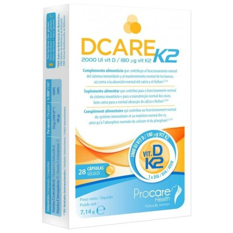 Procare Dcare K2 2000 Iu Vitamina D3 28 Cápsulas - Dcare