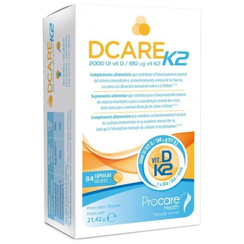 Procare Dcare K2 2000 Iu Vitamina D3 84 Cápsulas - Dcare