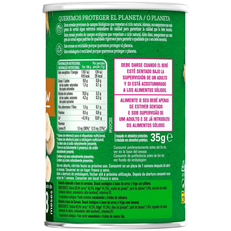Organic Puff Snacks de Cereales y Plátano, 35 Gr - Gerber