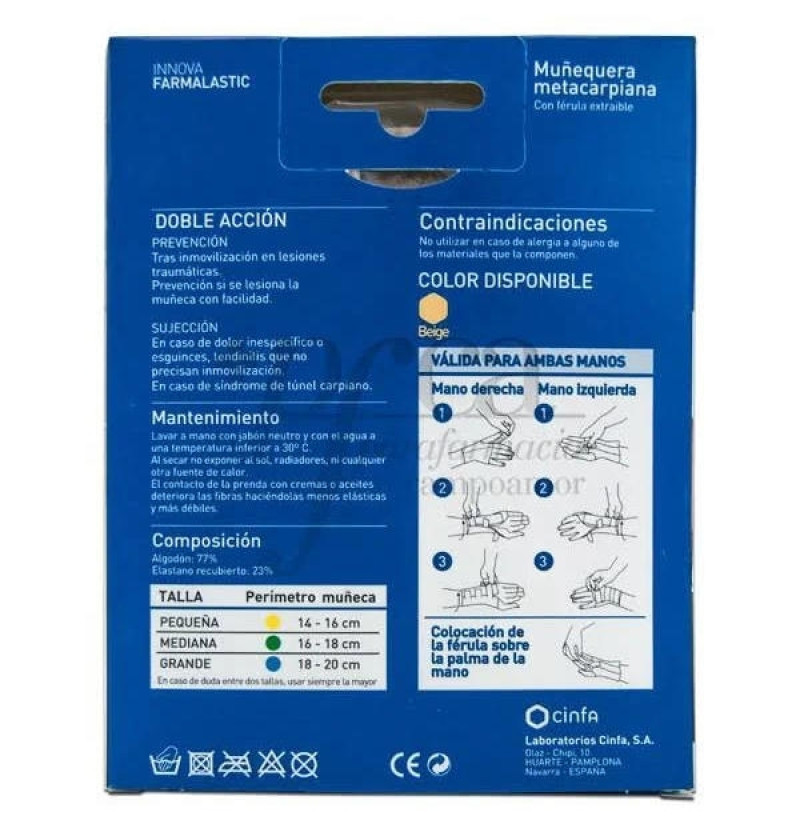 Muñequera Metacarpiana - Farmalastic Innova Ferula (1 Unidad Talla Mediana) - Cinfa S a