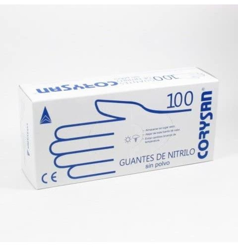 Guantes de Nitrilo para Exploracion - Corysan Ambidiestro No Esteril (100 Unidades Talla Pequeña) - Distrosur