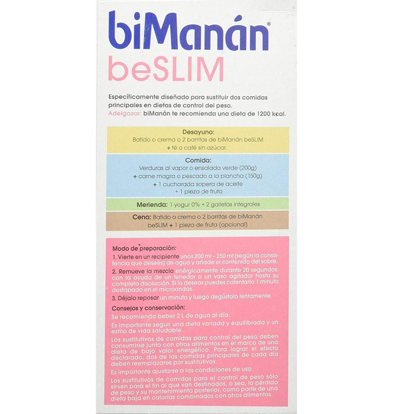 Bimanan Beslim Sustitutivo Batido (6 Sobres 50 g Sabor Chocolate) - Nutricion Sante
