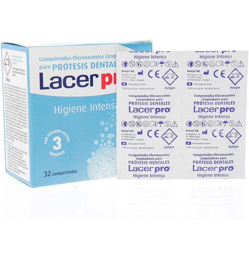 Lacerpro - Limpieza Protesis Dental (32 Comprimidos Efervescentes) - Lacer Laboratorios Sa