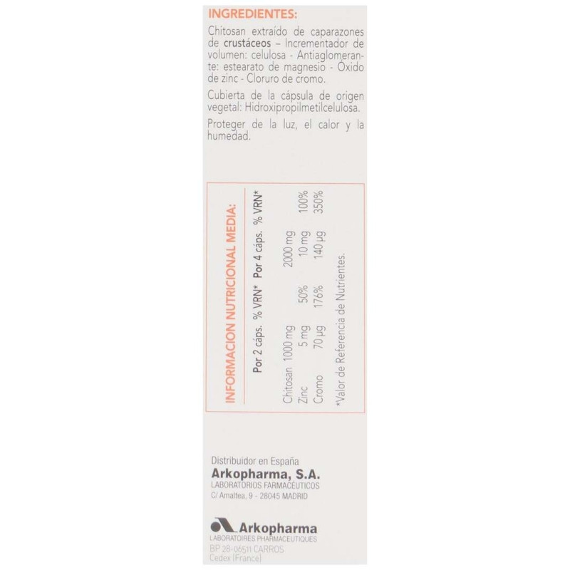 Arkopharma Arkodiet Chitosán Extra Forte 500 mg, 60 Cápsulas - Chitosan