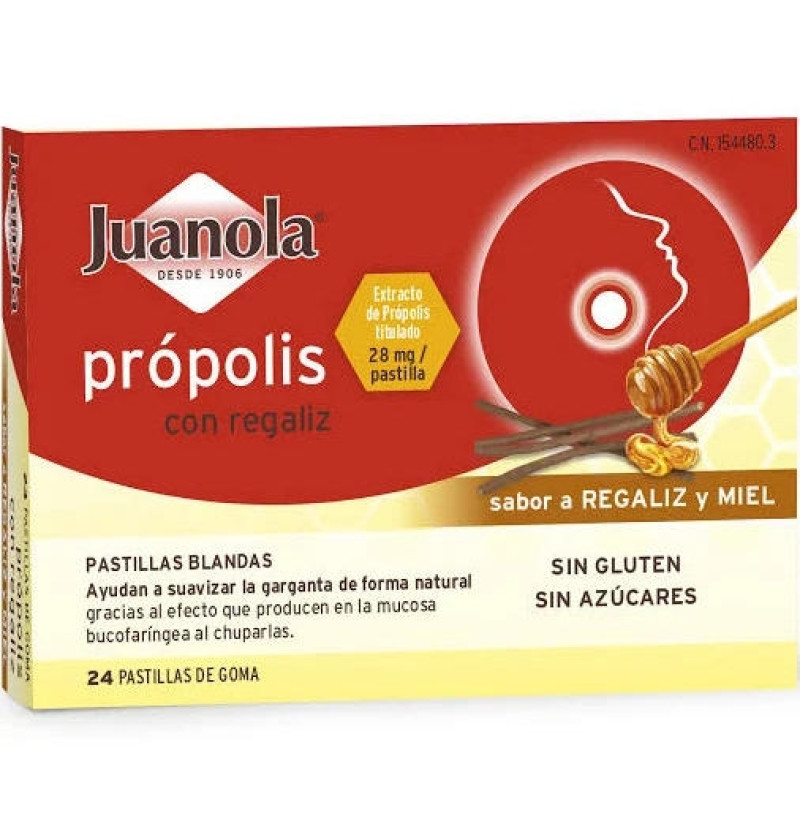Juanola Propolis Pastillas Regaliz y Miel (24 Pastillas) - Farmaceutica Angelini S.a
