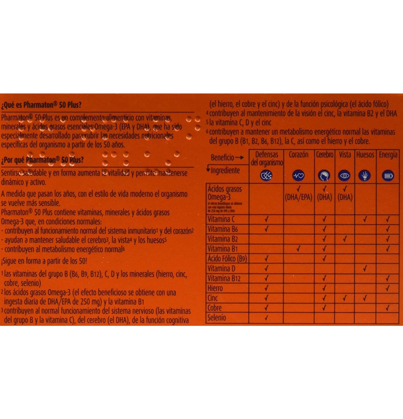 Pharmaton 50 Plus (60 Cápsulas) - Sanofi