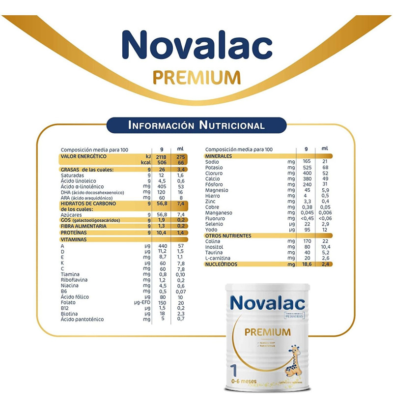 Novalac Premium 1 Leche para Lactantes (1 Envase 800 G) - Menarini