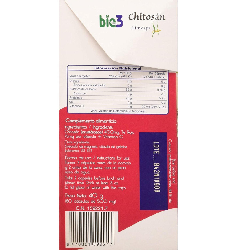Bie3 Chitosan 500 mg, 80 Caps - Bio3