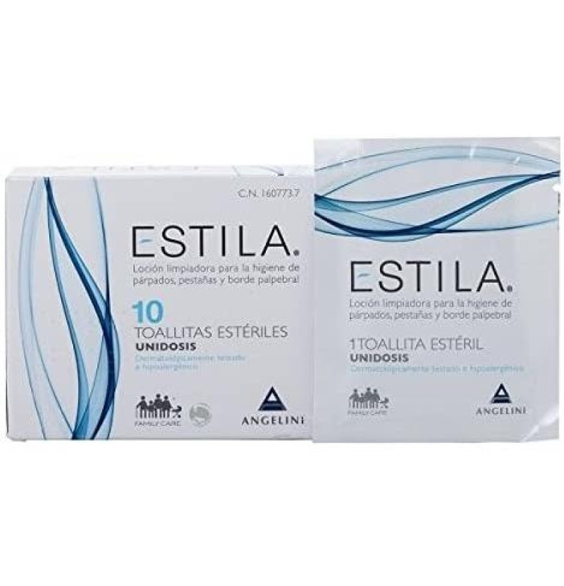 Estila Toallitas Esteriles de Un Solo Uso - Higiene de Parpados/ Pestañas y Borde Palpebral (10 Unidades) - Farmaceutica Angelini S.a