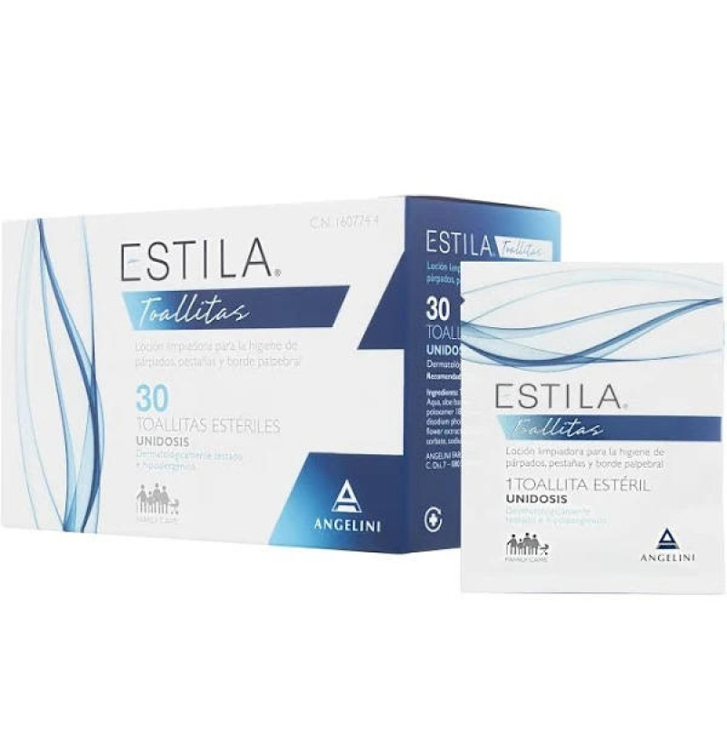 Estila Toallitas Esteriles de Un Solo Uso - Higiene de Parpados/ Pestañas y Borde Palpebral (30 Unidades) - Farmaceutica Angelini S.a