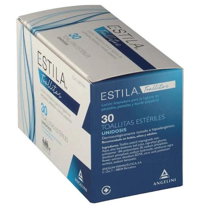 Estila Toallitas Esteriles de Un Solo Uso - Higiene de Parpados/ Pestañas y Borde Palpebral (30 Unidades) - Farmaceutica Angelini S.a