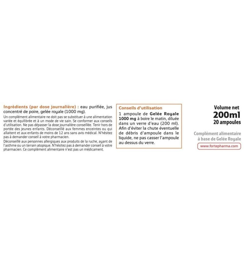 Forte Jalea Real 1000 mg (20 Ampollas 10 ml) - Forté Pharma
