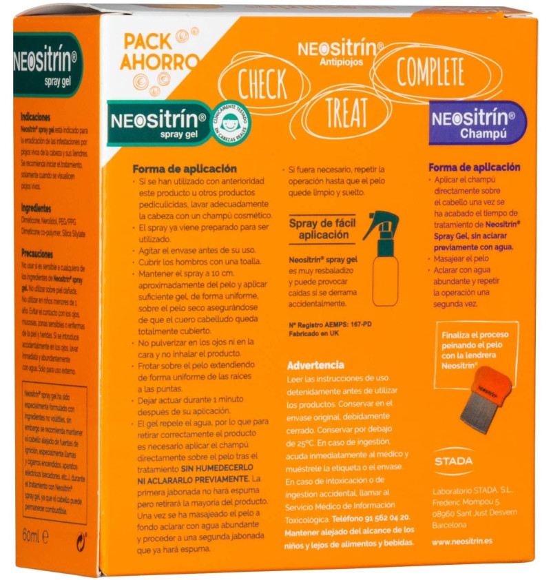 Neositrin 100 % Spray + Champú - Antipiojos (kit) - Sanofi
