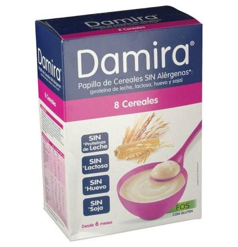 Damira Papilla 8 Cereales Fos (2 Envases 300 g) - Lactalis Nutrition Infantil Slu