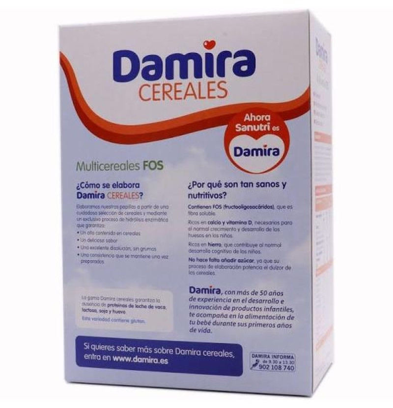 Damira Papilla 8 Cereales Fos (2 Envases 300 g) - Lactalis Nutrition Infantil Slu