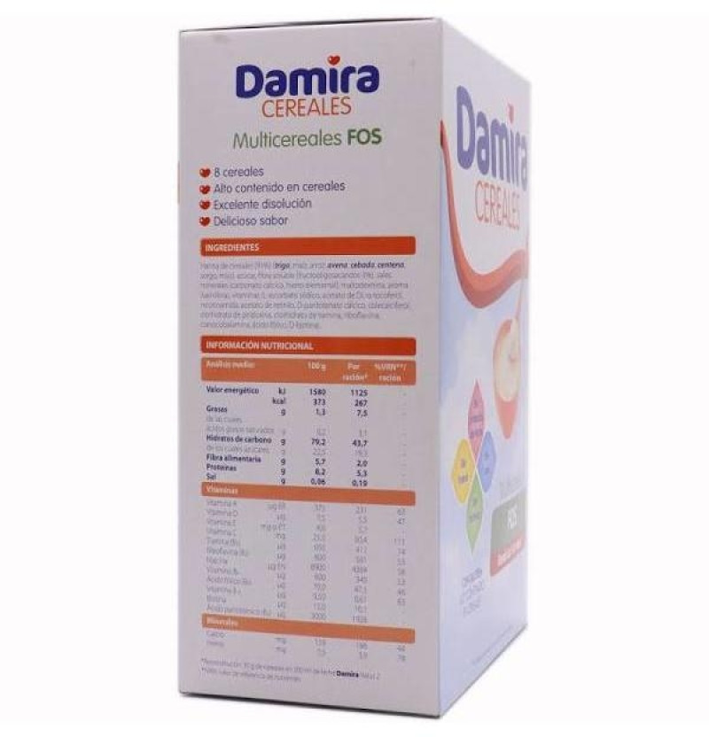 Damira Papilla 8 Cereales Fos (2 Envases 300 g) - Lactalis Nutrition Infantil Slu