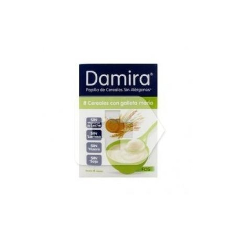 Damira Papilla 8 Cereales Galleta Maria y Fos (2 Envases 300 g) - Lactalis Nutrition Infantil Slu