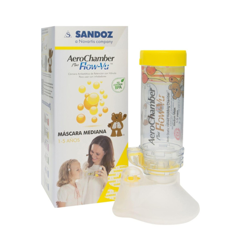 Aerochamber Plus Flow - Vu Pediátricoo - Camara de Inhalación (infantil 1 U) - Sandoz Farmacéutica