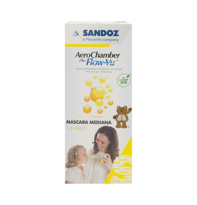 Aerochamber Plus Flow - Vu Pediátricoo - Camara de Inhalación (infantil 1 U) - Sandoz Farmacéutica