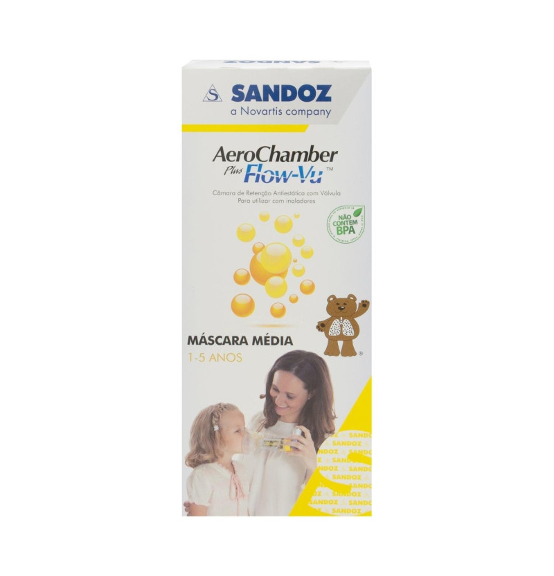 Aerochamber Plus Flow - Vu Pediátricoo - Camara de Inhalación (infantil 1 U) - Sandoz Farmacéutica