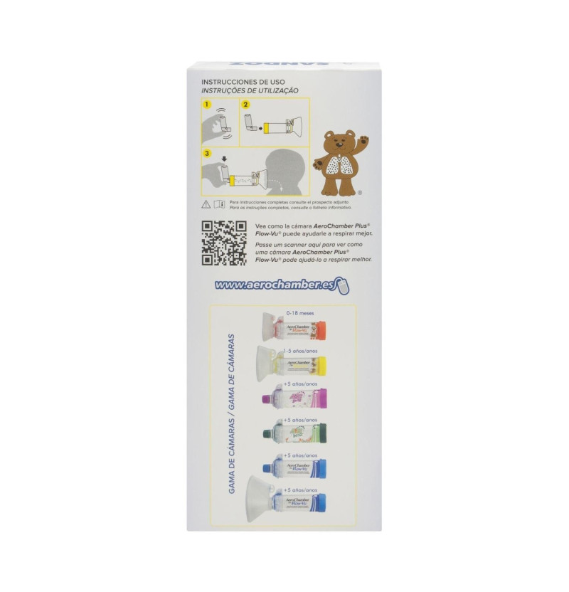 Aerochamber Plus Flow - Vu Pediátricoo - Camara de Inhalación (infantil 1 U) - Sandoz Farmacéutica